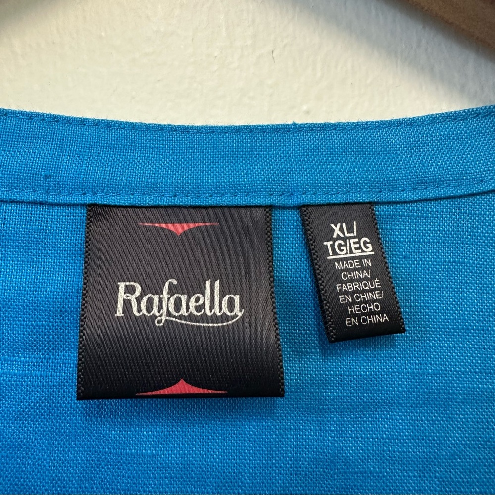 Rafaella 100% Linen Blue Pintuck Front  Button-Down Women's Shirt - Picture 5 of 8